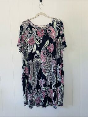 Sew In Love Black Midi Dress with Pink and Cream Paisley Print